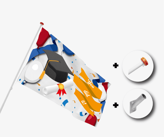 Complete gevel vlaggenstokset met Geslaagd vlag
