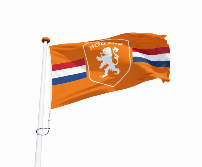 Oranje vlag met Nederlands schild